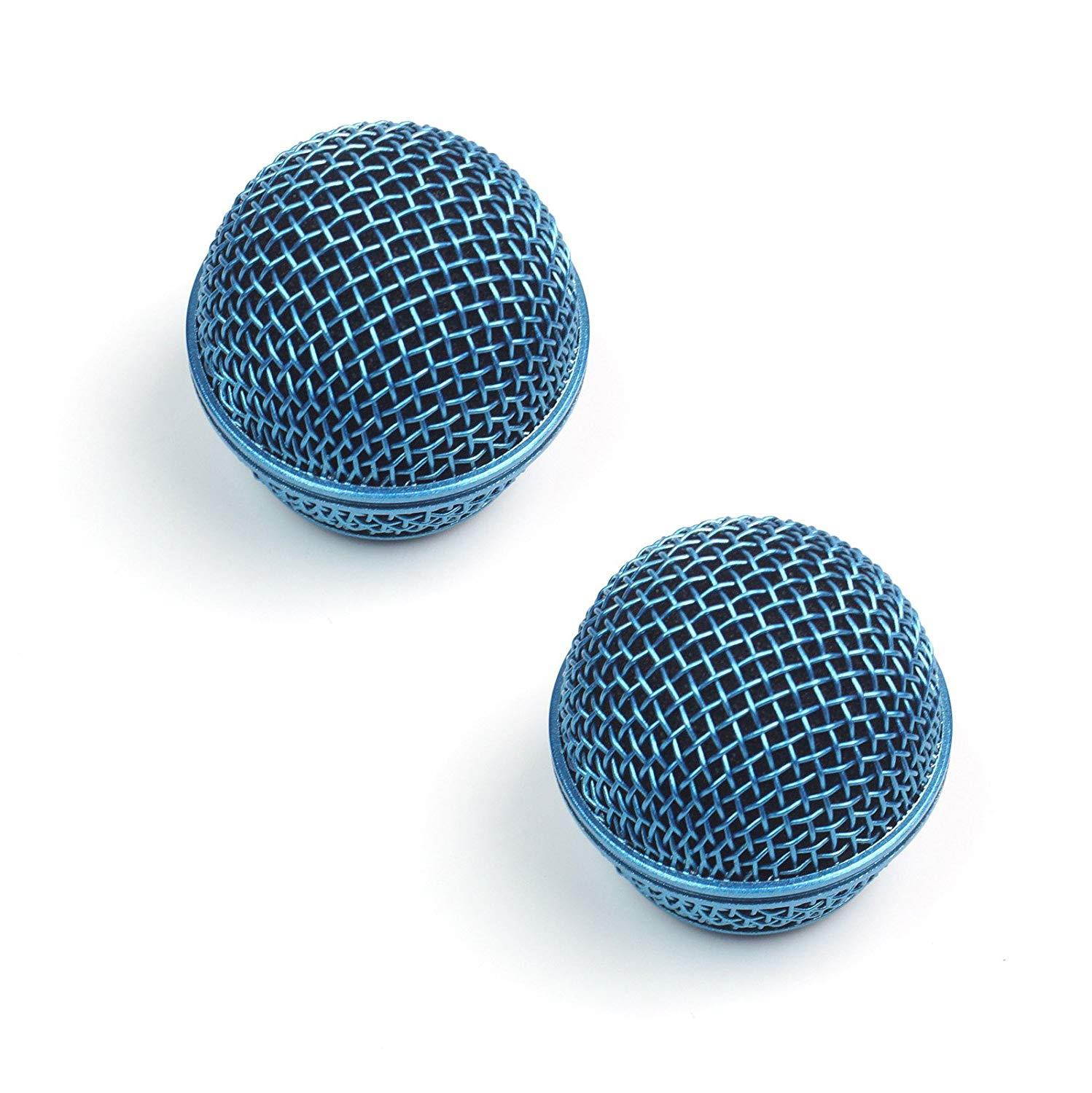 2x Replacement Mesh Microphone Grille For Shure SM58 565SD LC SV100 ,Blue