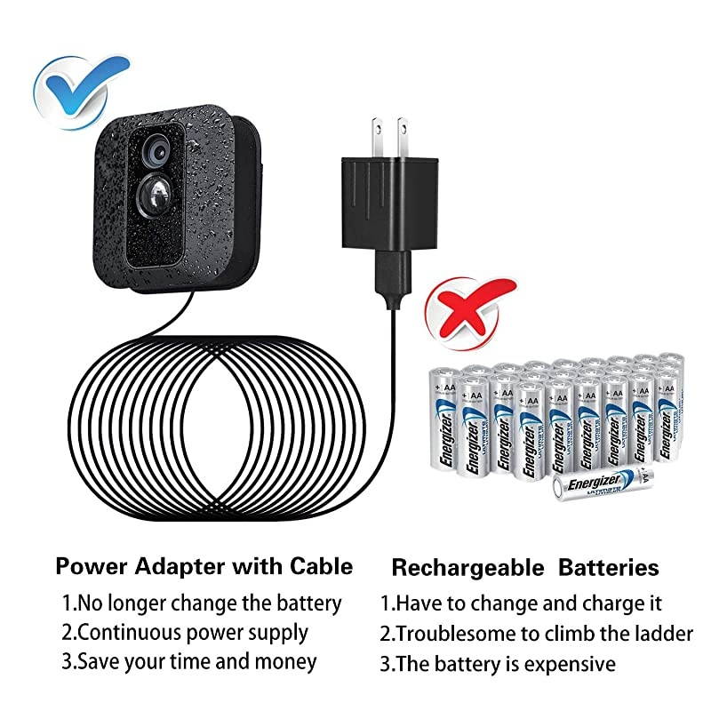 Adapter for Blink XT XT2 Outdoor amp Indoor Camera with 30 ft9 m Weatherproof Cable Continuously Charging Blink Camera No More Battery Changes 1 Pack