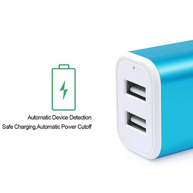 Plug Android Charger Cable 6ft 2 Port Multi Wall Charger 21A Travel Phone Adapter Power Cube and Braided Micro Cord for LG Stylo 3 Plus Samsung Galaxy S7 S6 Edge J3 J7 PS4 Kindle