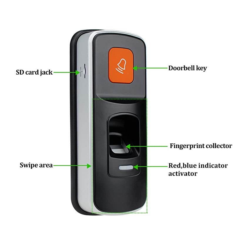 Fingerprint Door Locks System RFID Access Control Reader Biometric Electronic Door Opener with Smart Key Cards WG26 SD Card