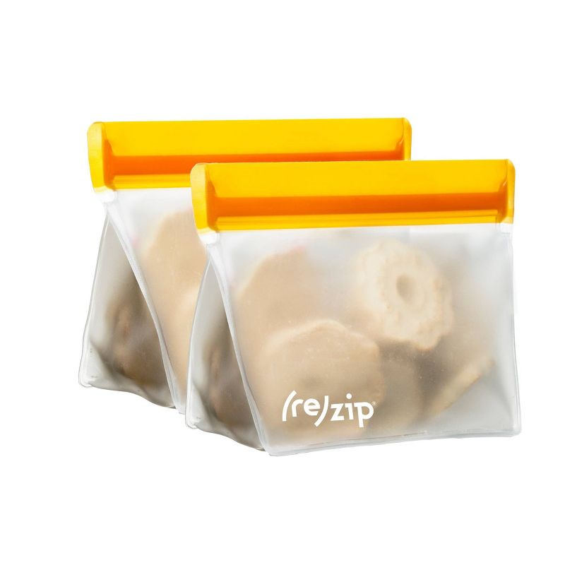 (re)zip Stand-Up Leak-proof Orange Reusable Storage Bag - 2pc