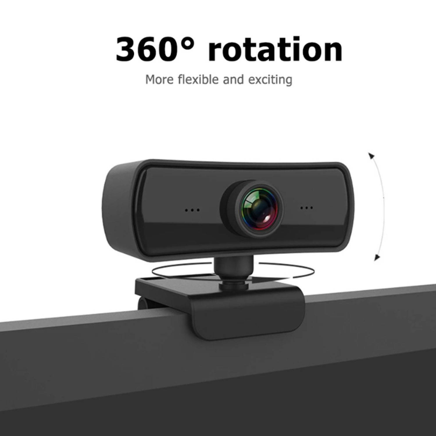 PTN 1080P Webcam,2K HD Webcam with Microphone, 360&deg; Rotation Computer Webcam, Plug & Play, for Online Calling,Conferencing, Zoom,Skype,Facetime,YouTube, Laptop,Desktop