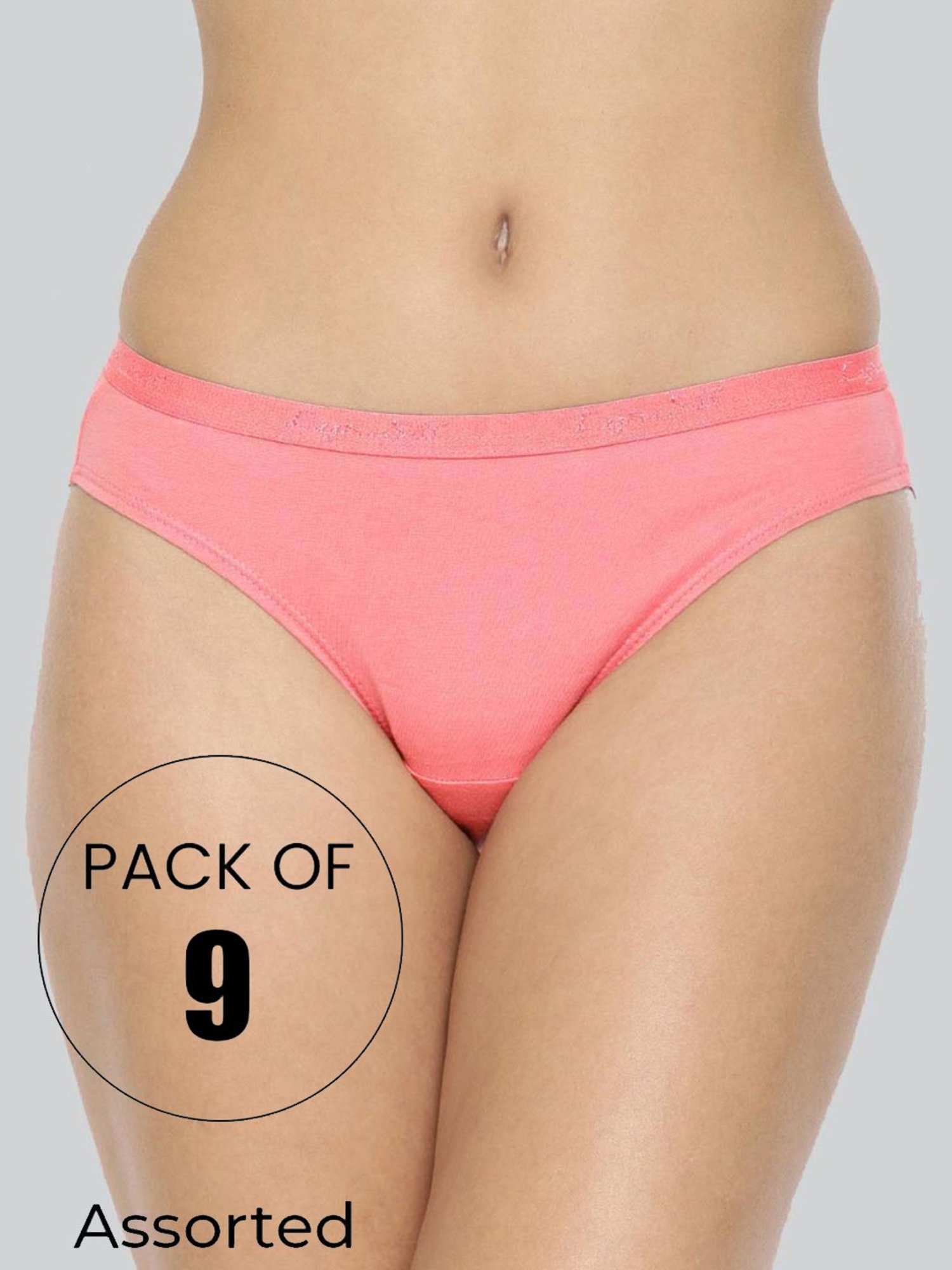 Lyra Assorted Color Cotton Bikini Panties - Pack Of 9