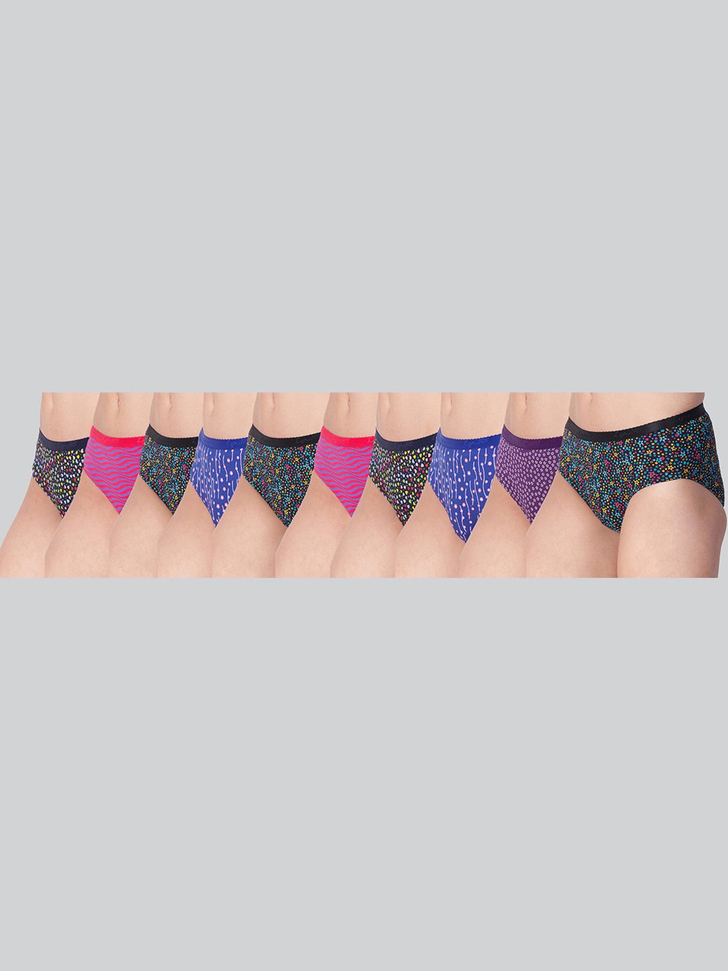 Lyra Assorted Color Cotton Printed Hipster Panties - Pack Of 10