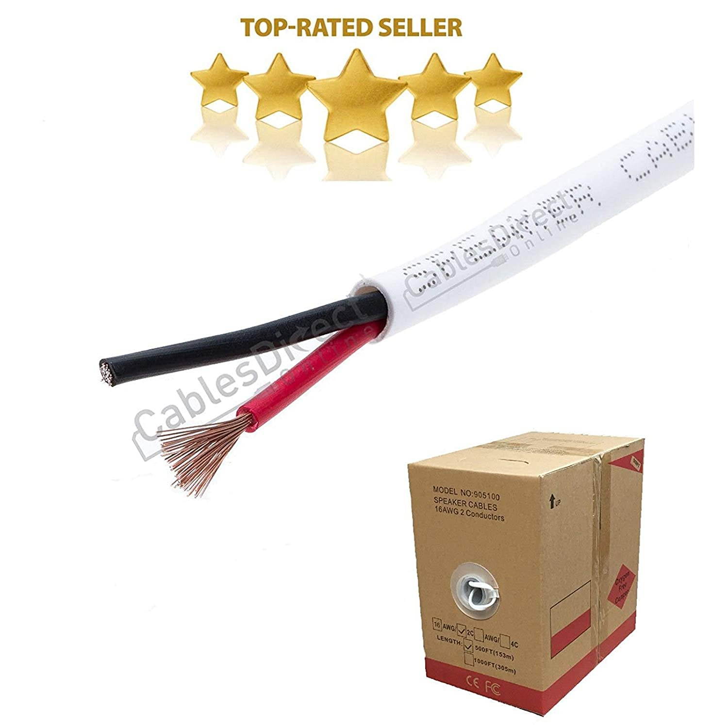 250FT Oxygen Free Pure Copper 14/2 Bulk Speaker Wire 14AWG CL2 in Wall Audio Cable (250ft, 14/2)