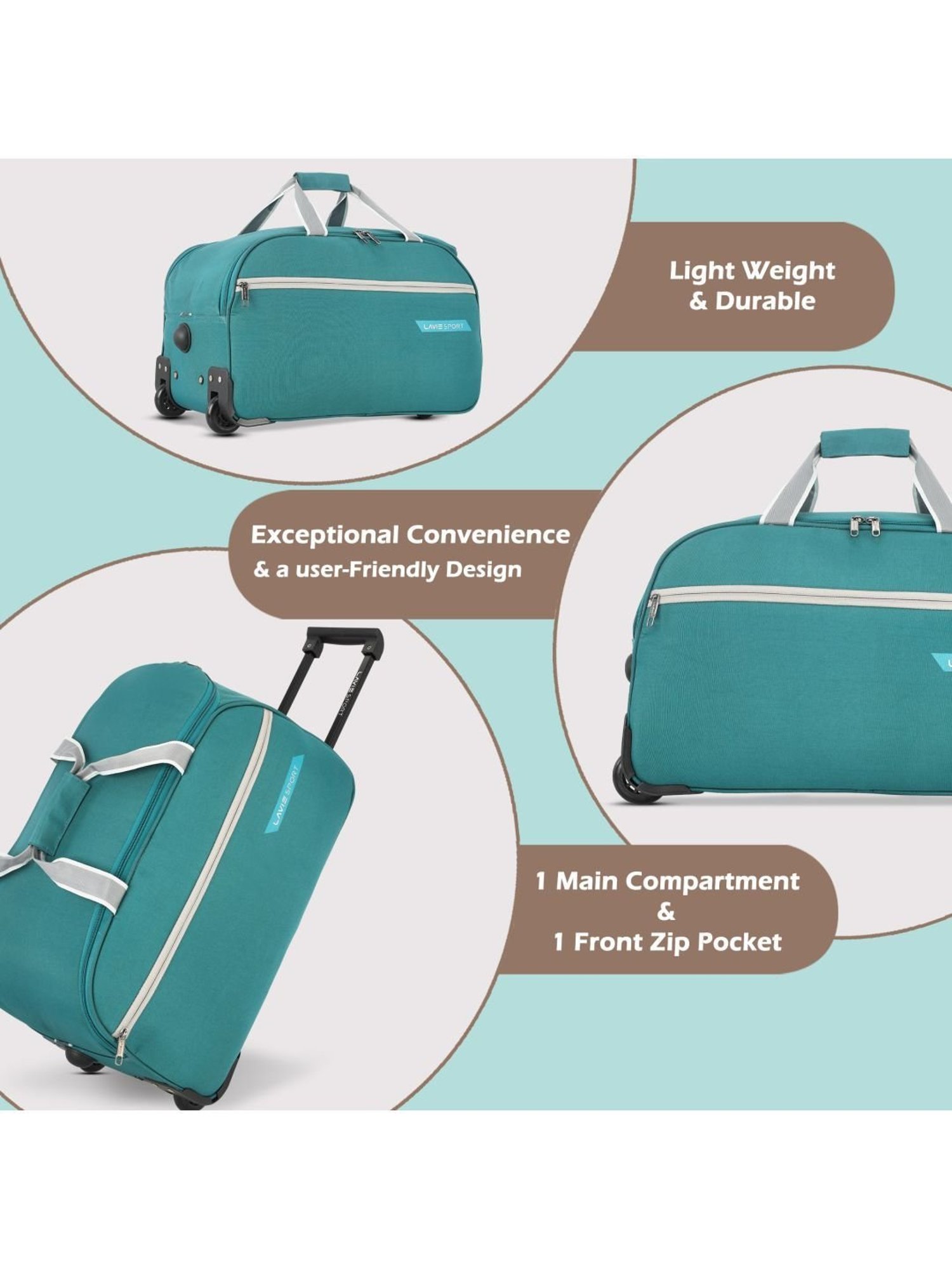 LAVIE SPORT Teal Solid Duffle Bag