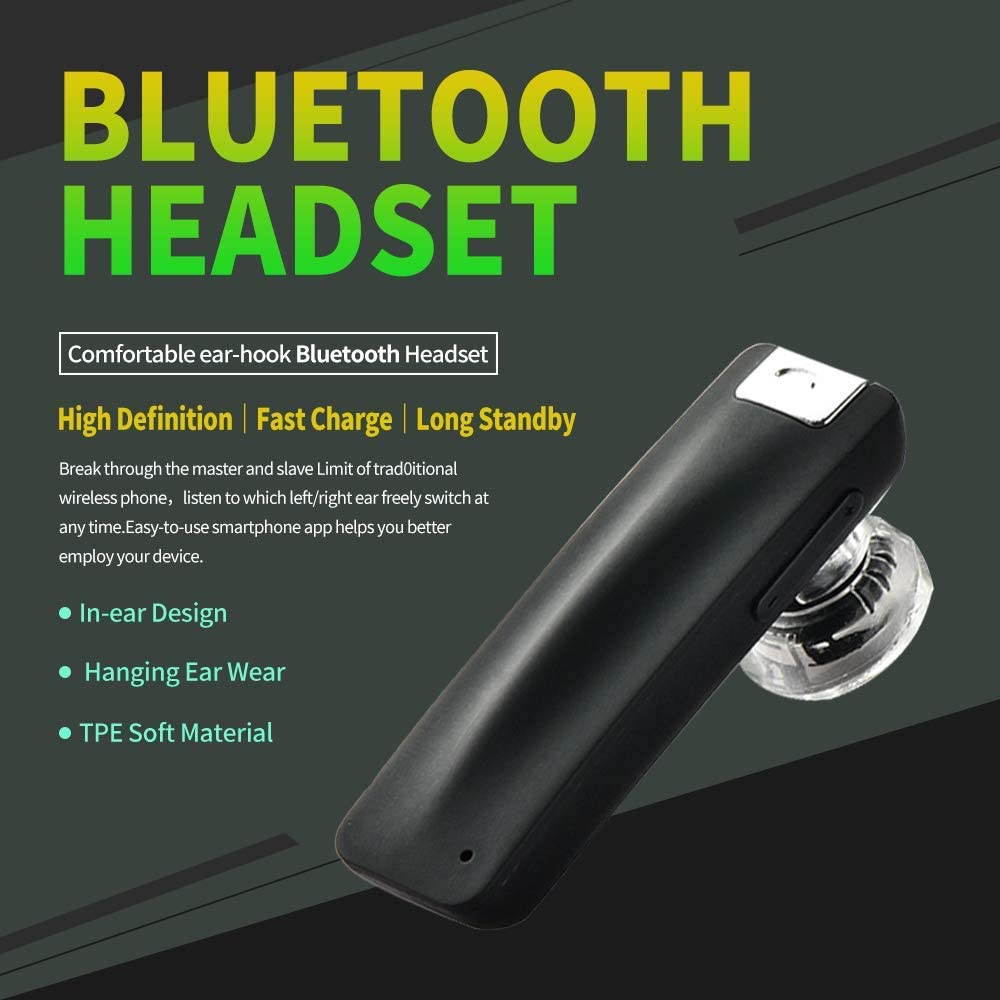 Q18B Bluetooth Headset,Hands-Free Bluetooth Earpiece Headphones for Cell Phones, Noise Cancelling Wireless Earpieces w/Mic for Business/Driving/Office, Compatible with iPhone/Samsung/Android