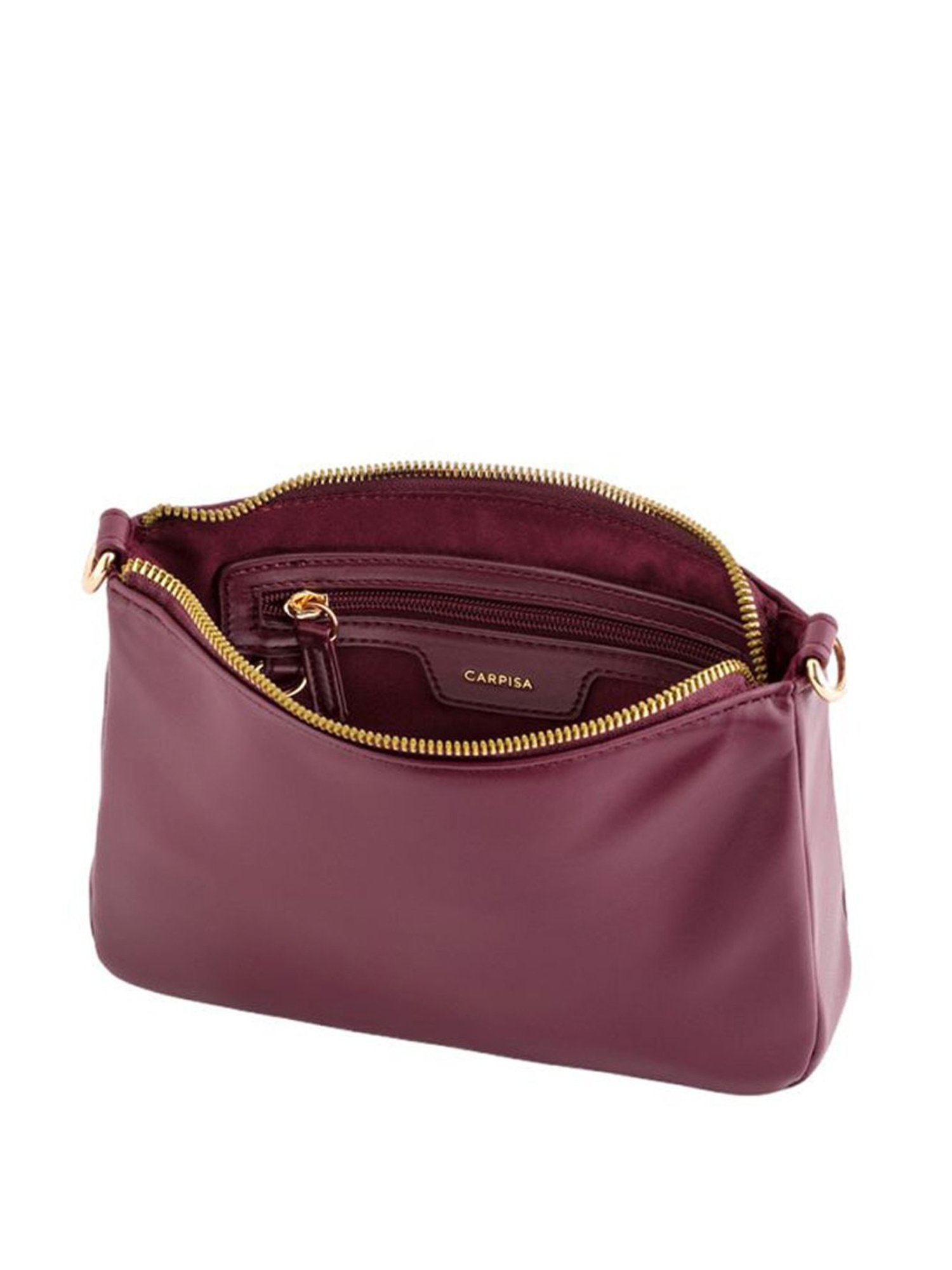 Carpisa Artemisia Plum Faux Leather Solid Sling Handbag with Pouch