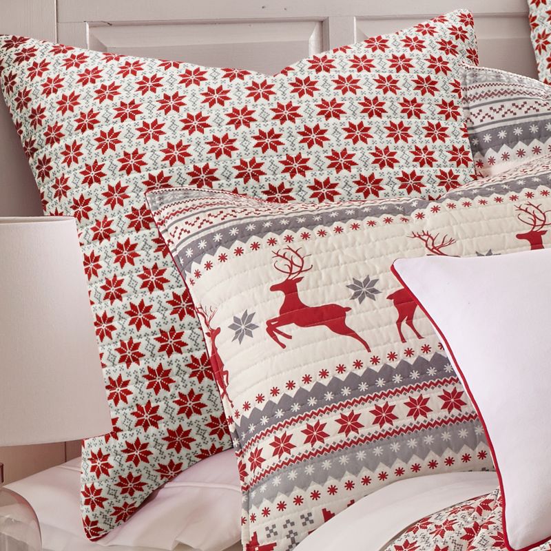 Silent Night Holiday Euro Sham Set of 2 Red - Levtex Home