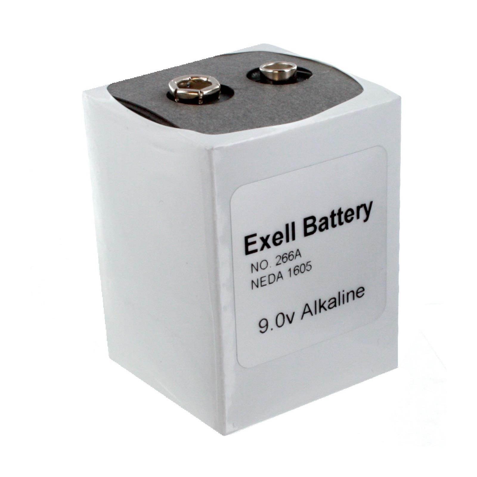 Exell 266 9V Alkaline Battery NEDA 1605, PP7,TR7 Replaces Eveready 266
