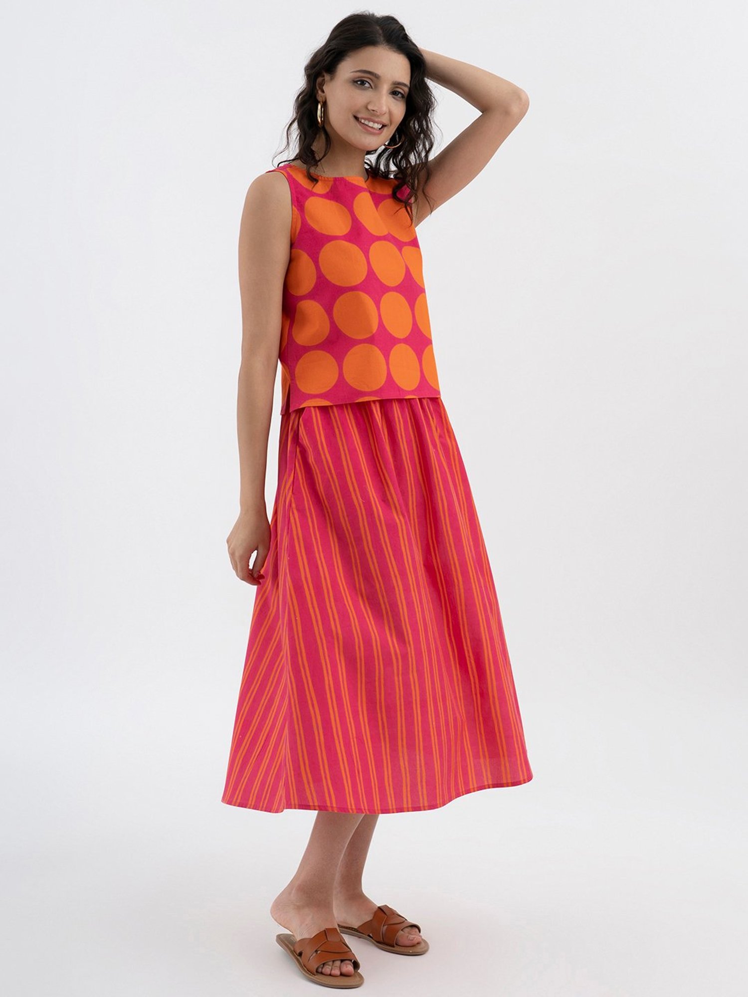 Pink Fort Pink Striped A-Line Skirt