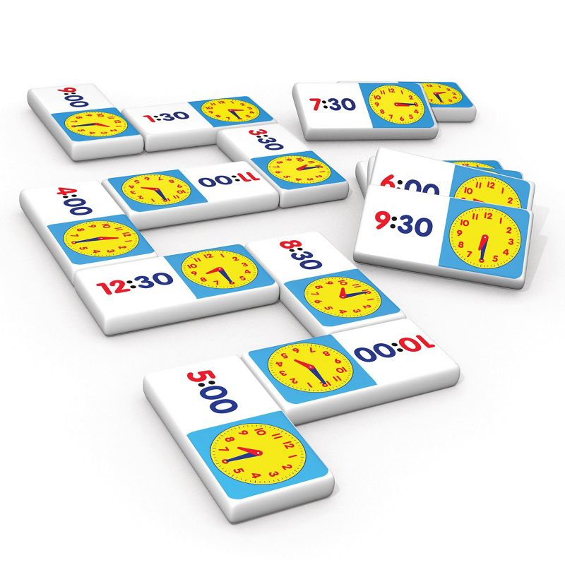 Junior Learning Place Value & How To Tell Time Dominoes - 2 Domino Games