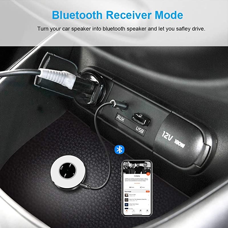 5.0 Transmitter Receiver, 2-in-1Wireless 3.5mm Adapter, Low Latency Audio Adapter for TV, Car, Home