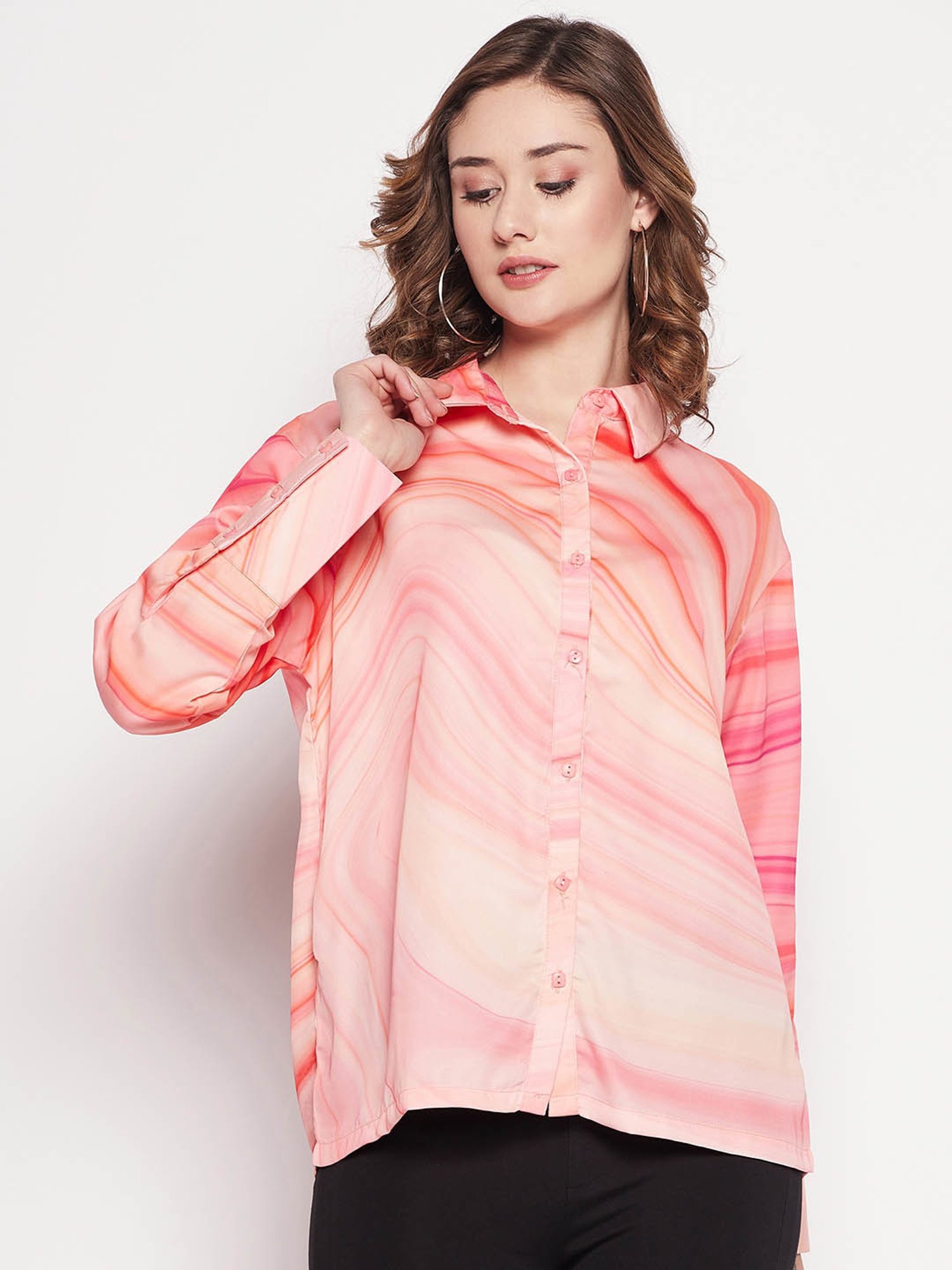 Camla by MADAME Peach Printed Shirt