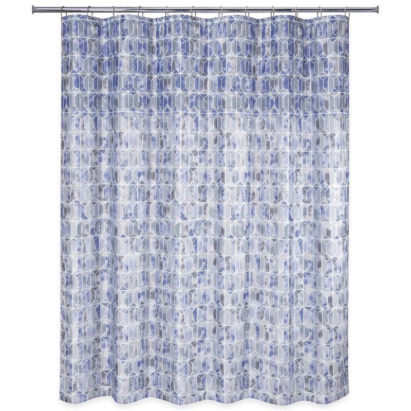 Hexagon Border Shower Curtain Blue - Allure Home Creation