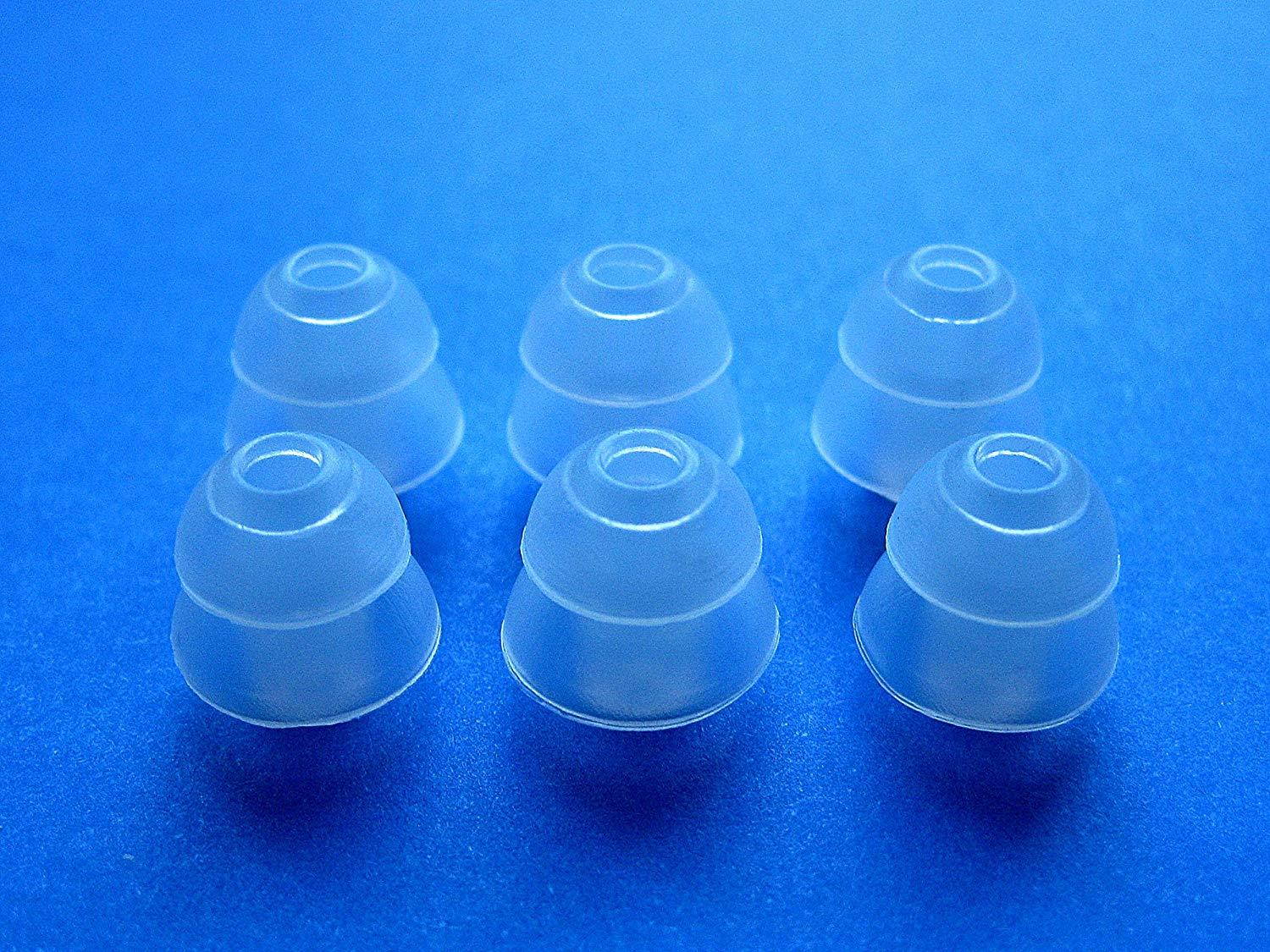 6 Small (S) Clear Double (2 Layer) Flange Earbuds Eartips Set Compatible with Shure SE110, SE115, SE210, SE315, SE420, SE425, SE530 PTH, SE535 in Ear Earphones Headsets