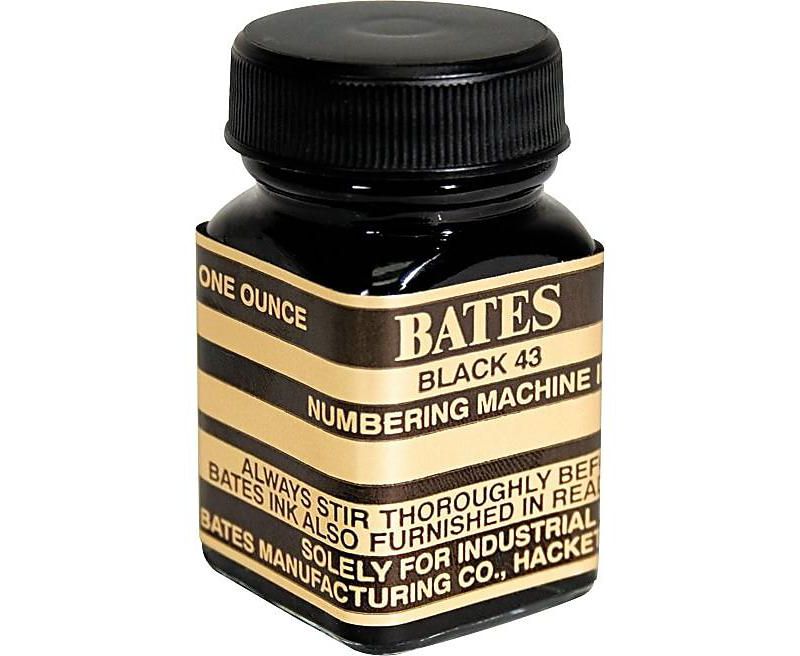 Bates Refill Ink for Numbering Machines 1 oz Bottle Black 9800659