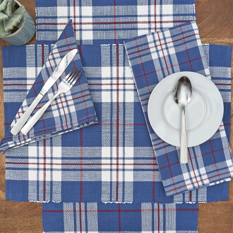 C&F Home Parker Blue & Red Plaid Woven Cotton Kitchen Towel
