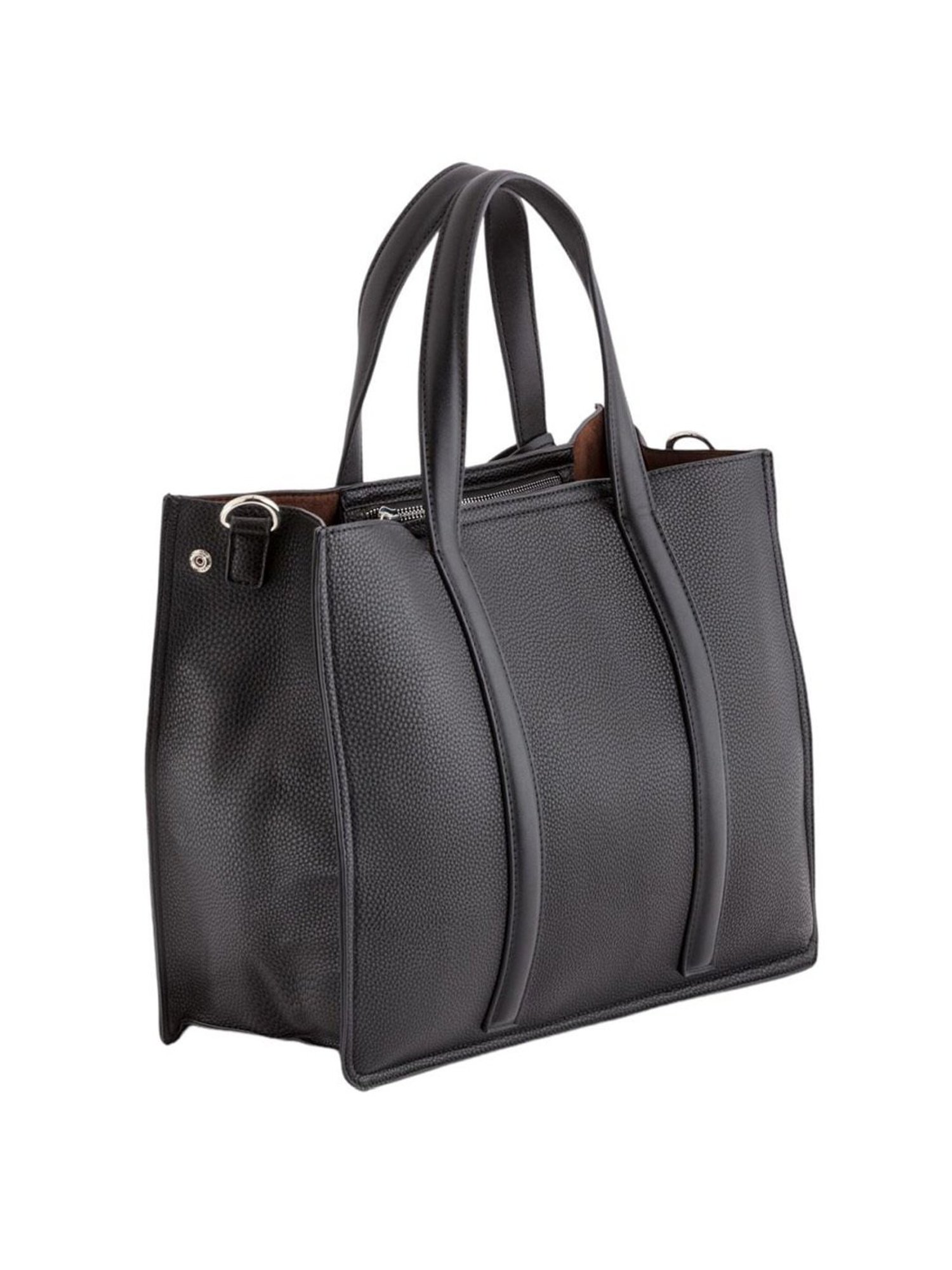Carpisa New Waikiki Black Faux Leather Solid Tote Handbag