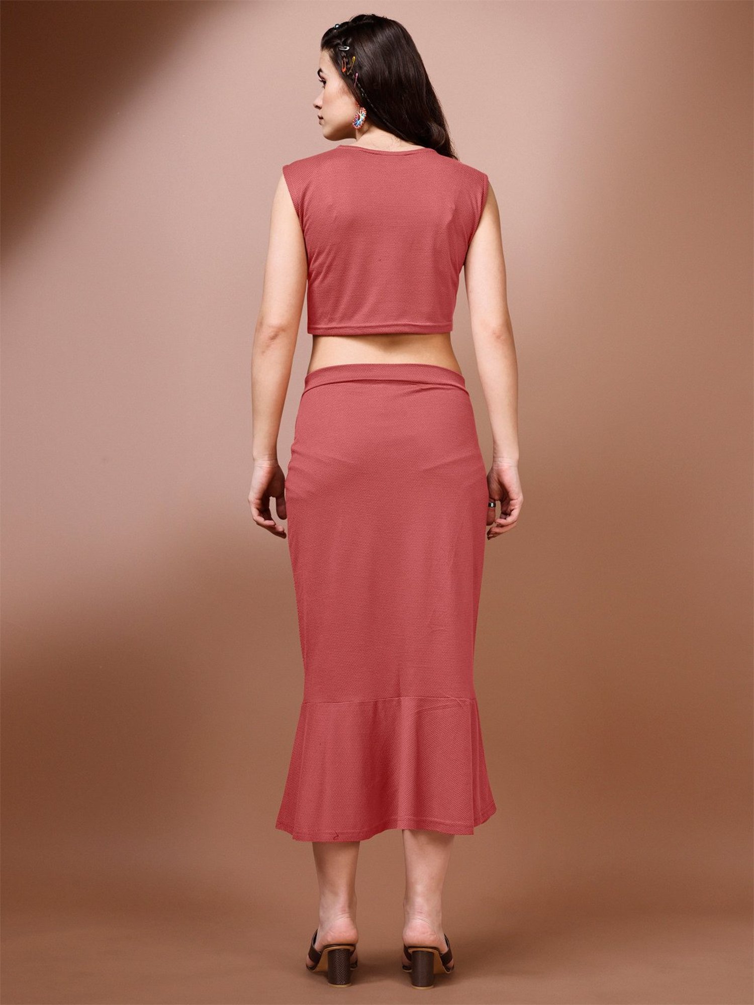 PURVAJA Rust Midi Co-Ord Set