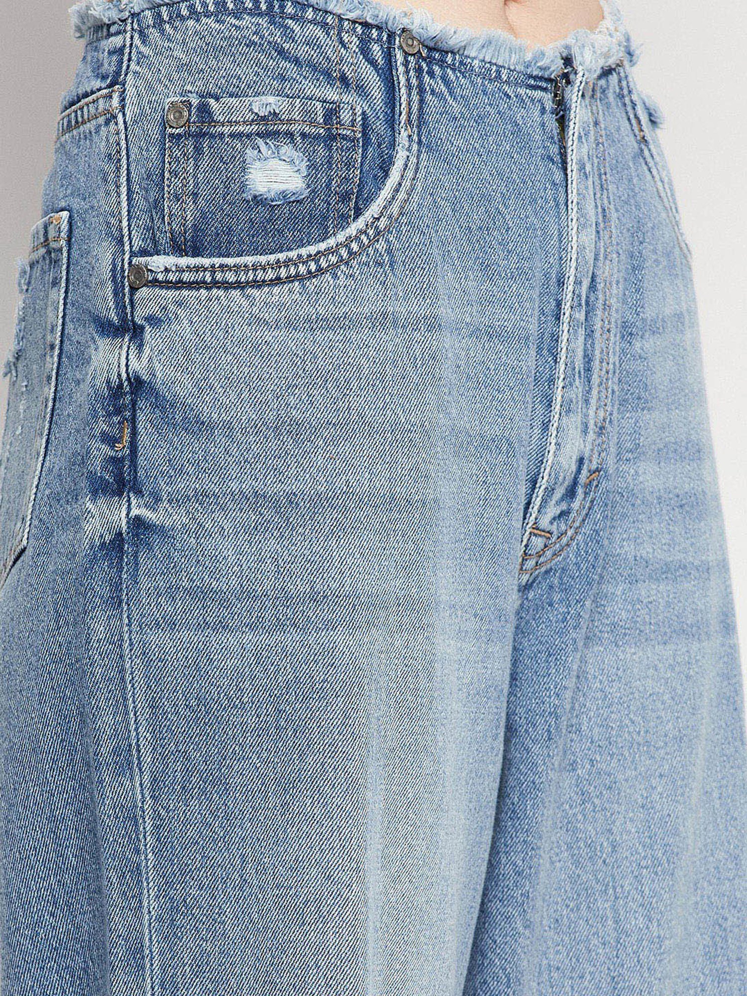 Camla Blue Distressed Mid rise Jeans