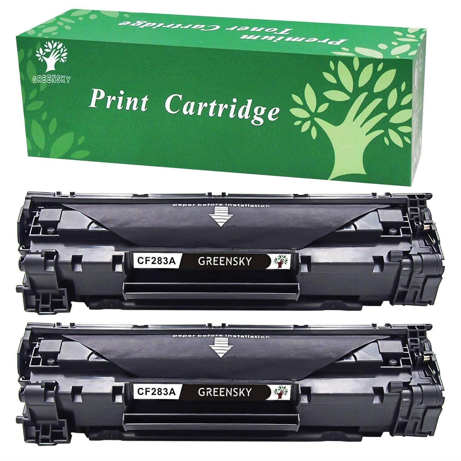 GREENSKY 2 Pack Compatible Replacement CF283A 83A High Yield Toner Cartridge For LaserJet Pro MFP M125nw M125rnw m127 M127fn M127fw M126 M128fn M201dw M201n M225dw M225dn