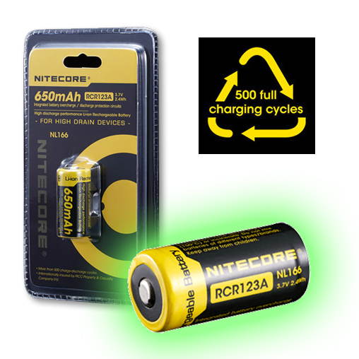 Nitecore NL166 rechargeable RCR123A battery