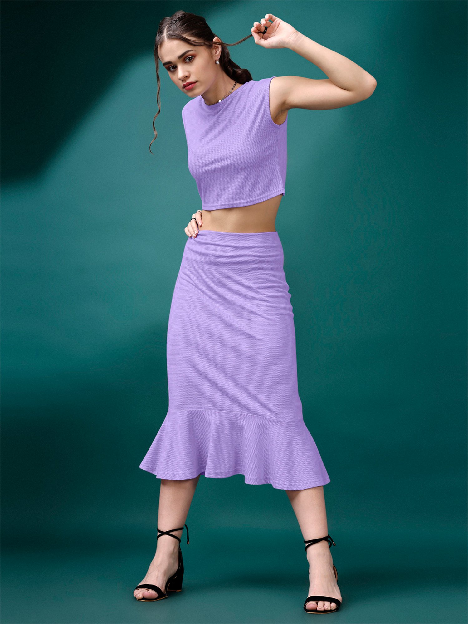 PURVAJA Lavender Midi Co-Ord Set