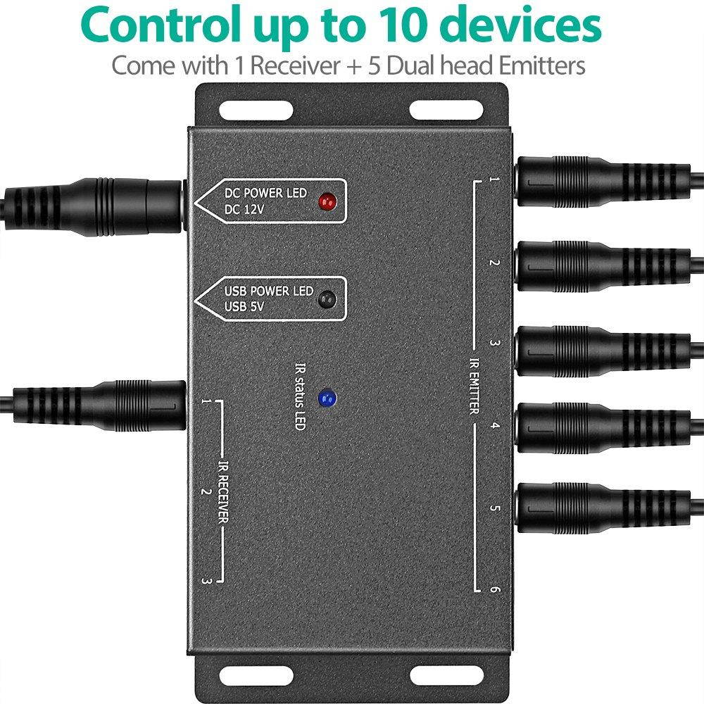 Infrared Repeater System IR Repeater Kit Control Up To 10 Devices Hidden IR System Infrared Remote Control Extender Kit