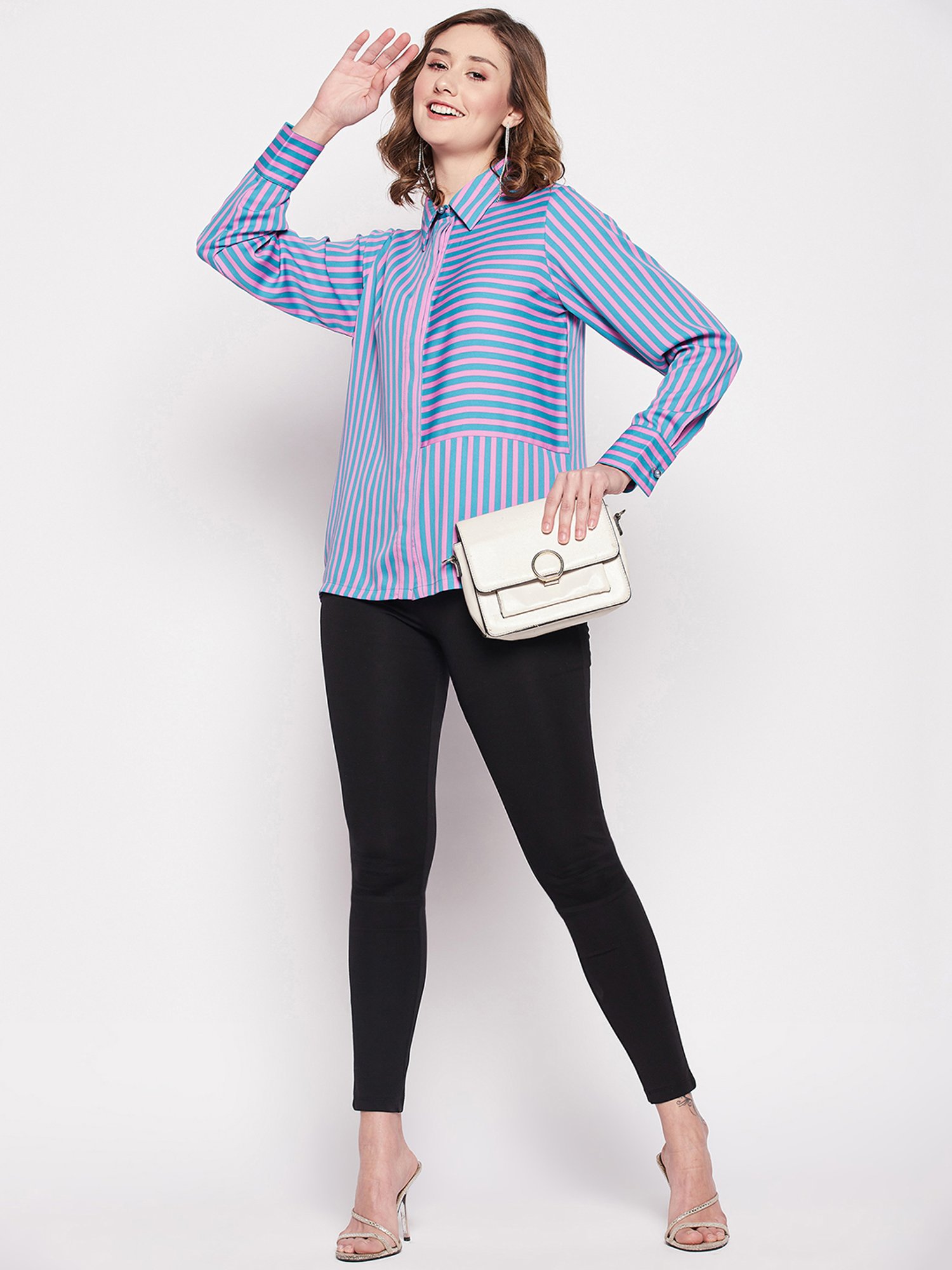 Camla by MADAME Blue & Pink Striped Shirt