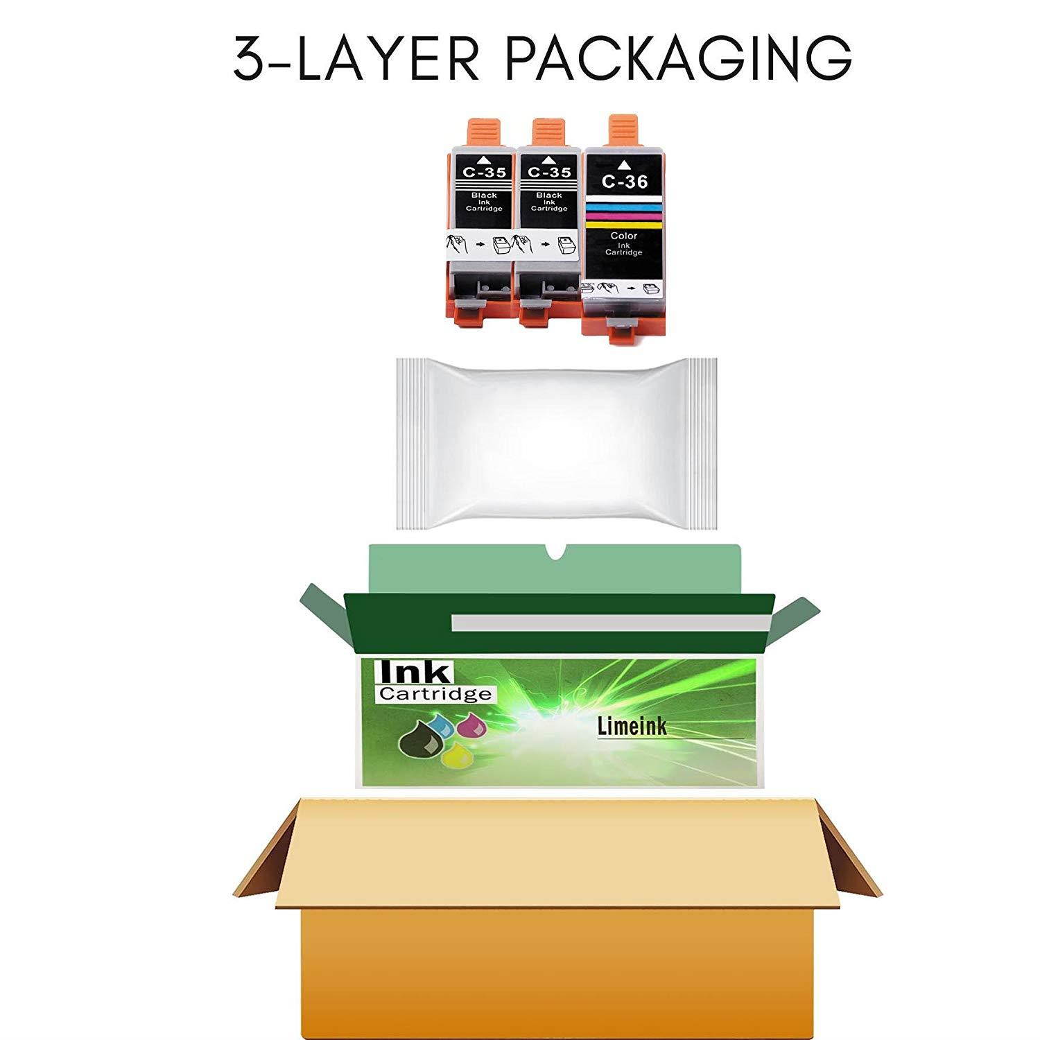 Limeink Compatible Ink Cartridge Replacements PGI-35 & CLI-36 (2 Black / 1 Color, 3 Pack)
