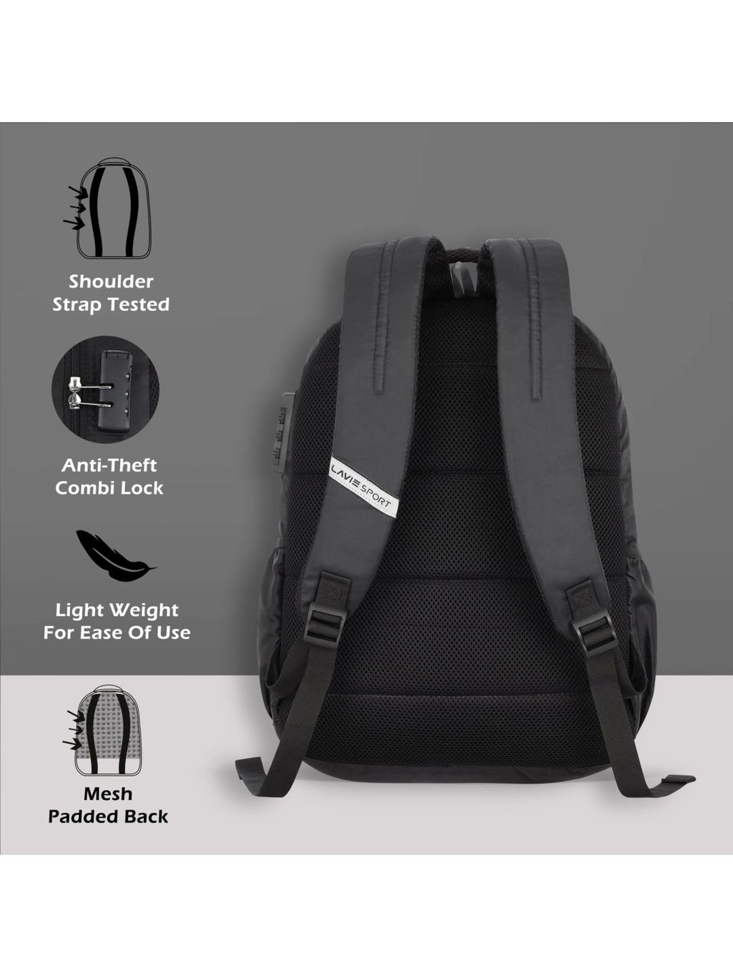 LAVIE SPORT Business M Black 33 Ltrs Large Laptop Backpack