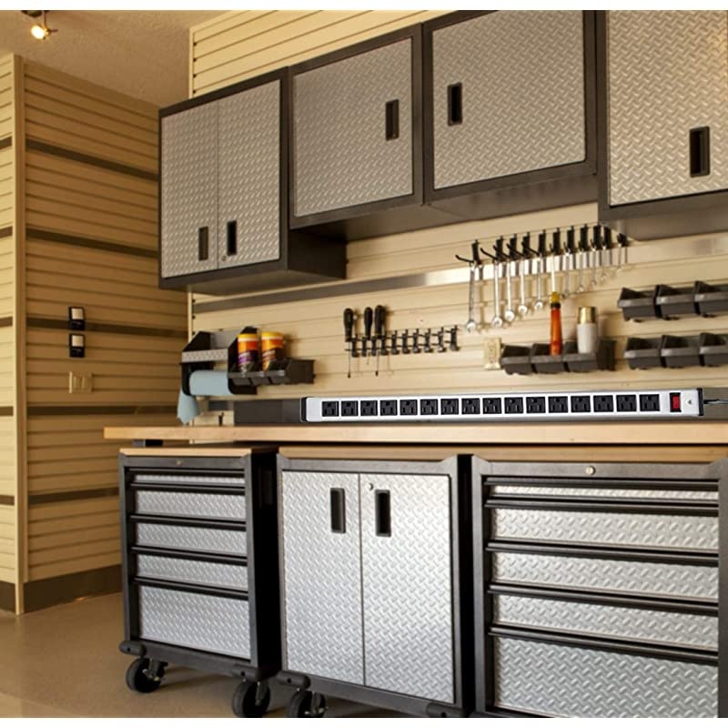 Protector Power Strip 16-Outlet ETL Certified Heavy Duty Metal Power Socket with Circuit Breaker and 15 FT Long Cord