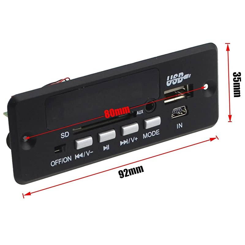 MP3 Decoder Board 12V Car Stereo Hands-Free Call Bluetooth Recording Module 7~12V Wireless TF AUX FM Radio Amplifier Remote Digital Display Support MP3/ /TF Card Function