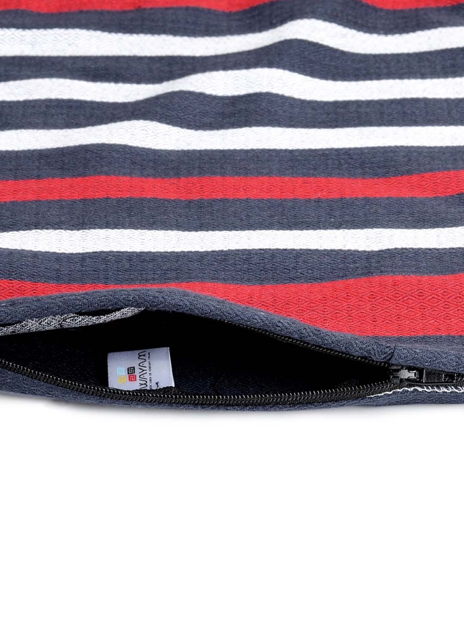 Swayam Red & White Cotton 60 cm x 60 cm Cushion Covers - Set of 5