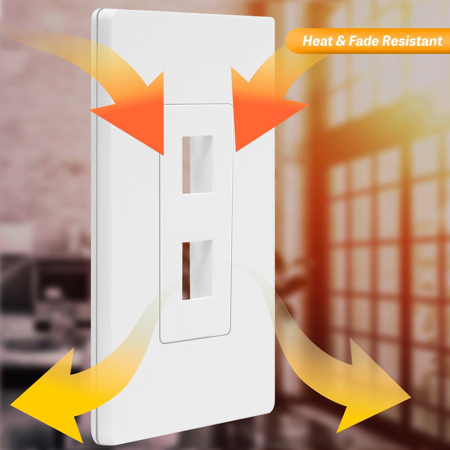 TOPGREENER 2 Port RJ45 Keystone Screwless Wall Plate for Cat5 Cat6 Cables Modules, Polycarbonate Thermoplastic, White (5 Pack) SI8872-5PCS