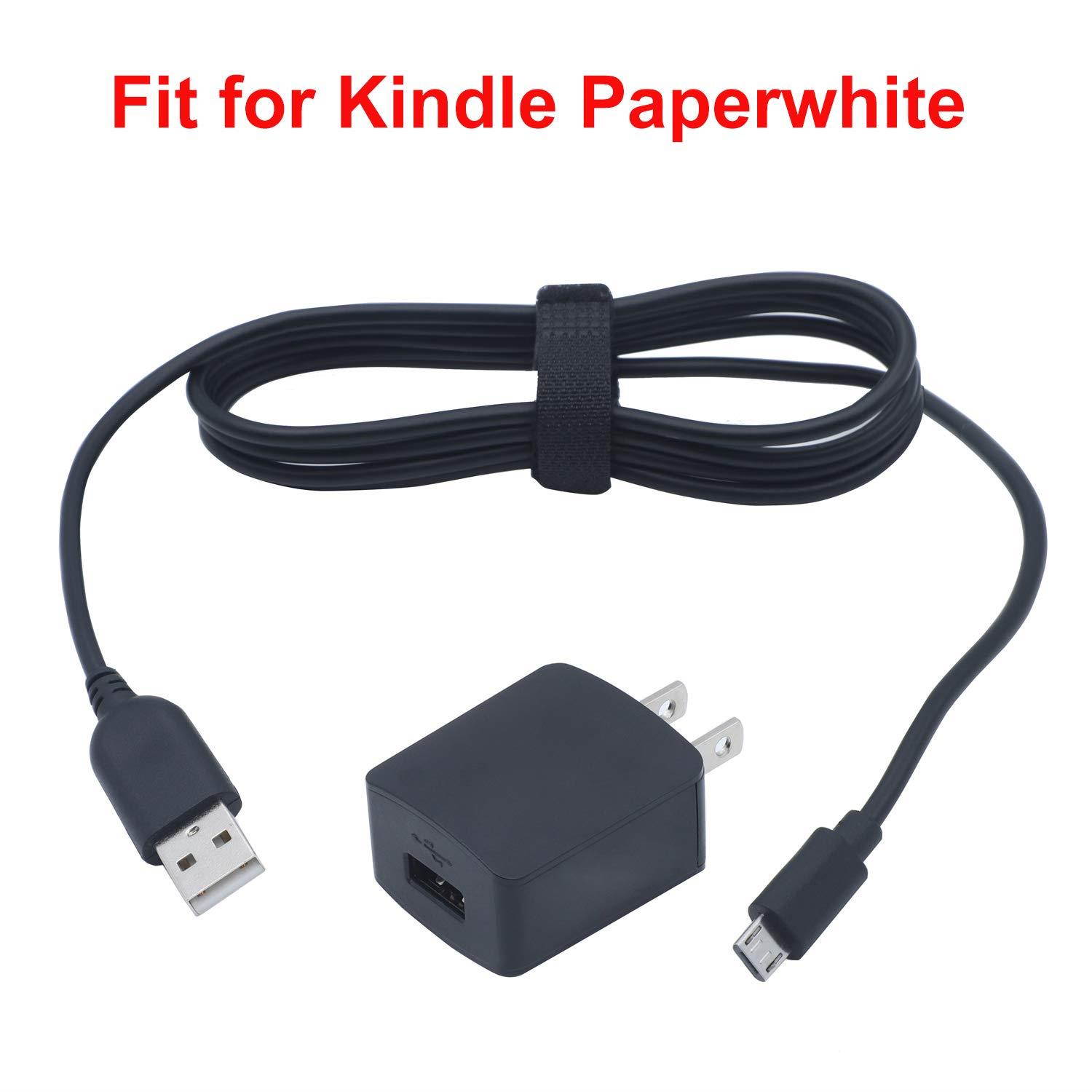 AC Charger for Amazon Kindle Paperwhite E-Reader Model DP75SDI EY21 PQ948KJ with 5FT Long Charging USB Cable
