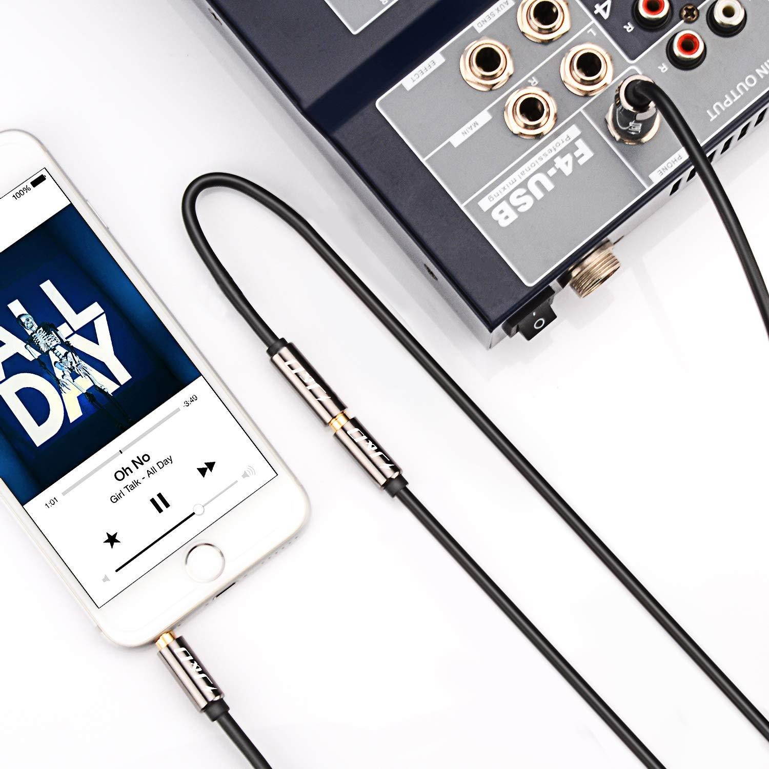 J&D 3.5 mm to 6.35 mm Cable, Gold-Plated [Copper Shell] [Heavy Duty] 3.5mm 1/8" Female TRS to 6.35mm 1/4" Male TRS Stereo Audio Adapter Cable for iPhone, Amplifiers - 6 Feet