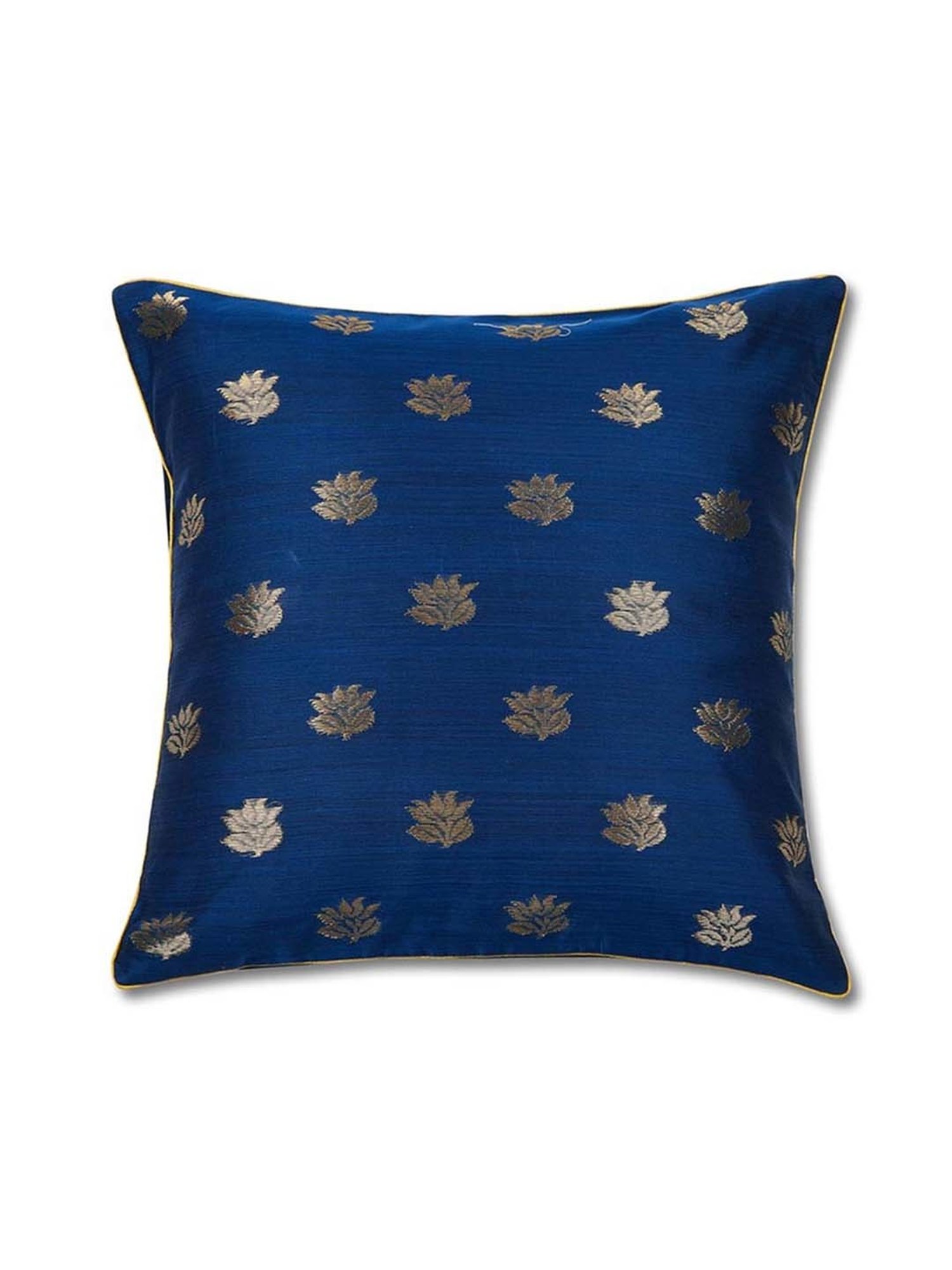 Fabindia Deeva Blue Cotton Blend Cushion Cover