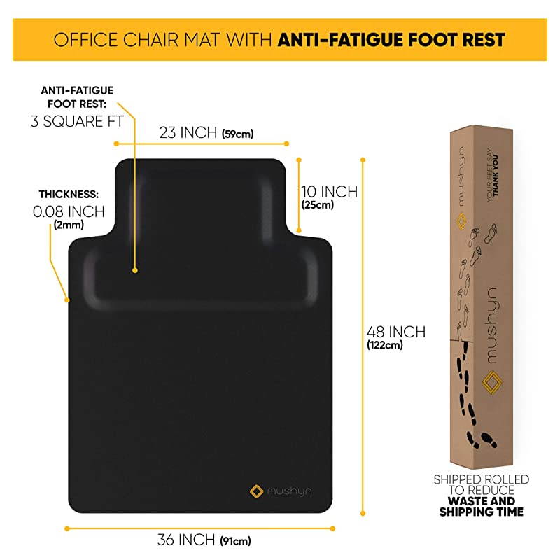 Chair Mat with Anti Fatigue Cushioned Foam Chair Mat for Harwood Floor with Foot Rest Under Desk 2 in 1 Chairmat Standing Desk AntiFatigue Comfort Mat