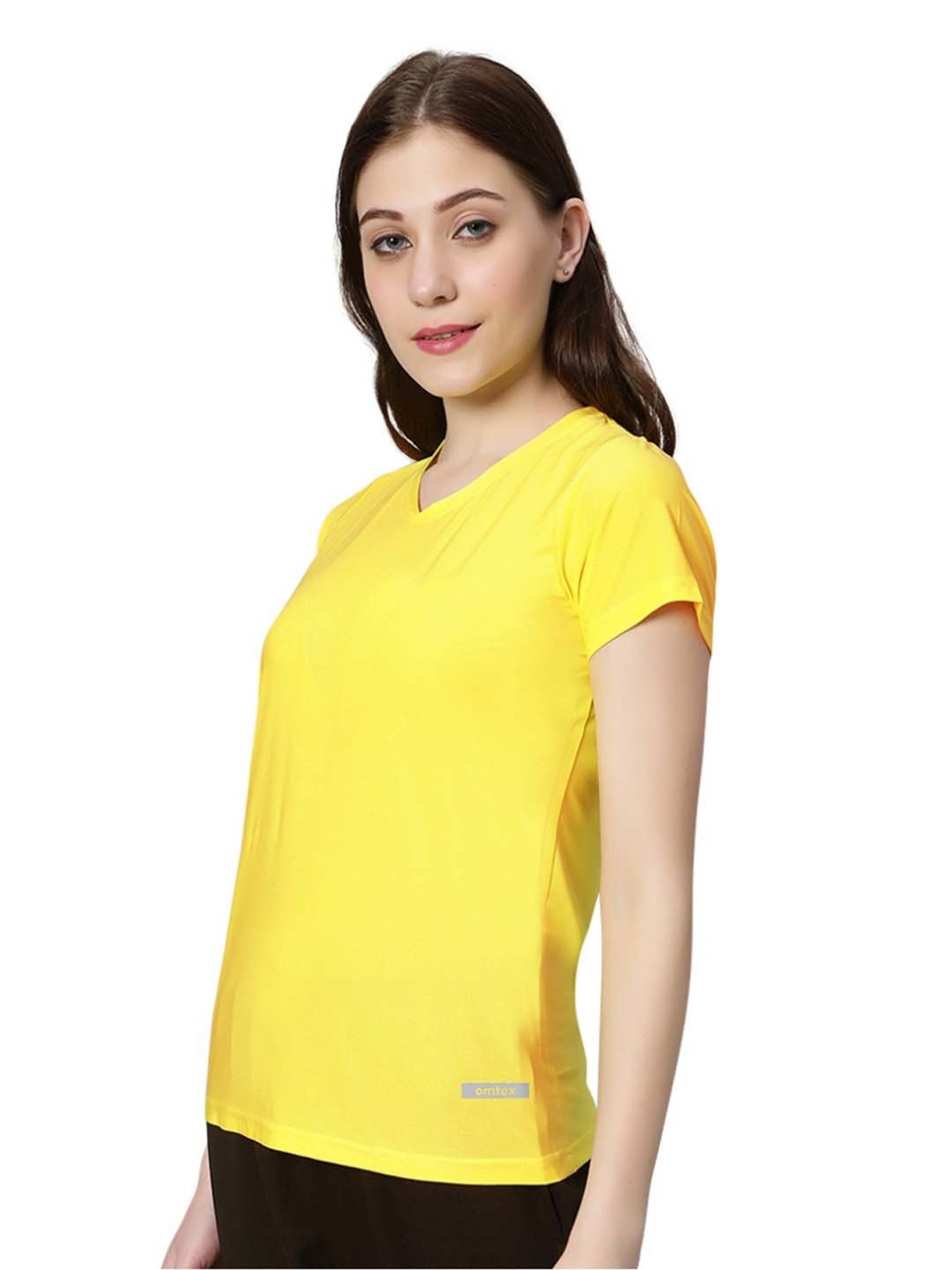 Omtex Yellow Regular Fit Sports T-Shirt