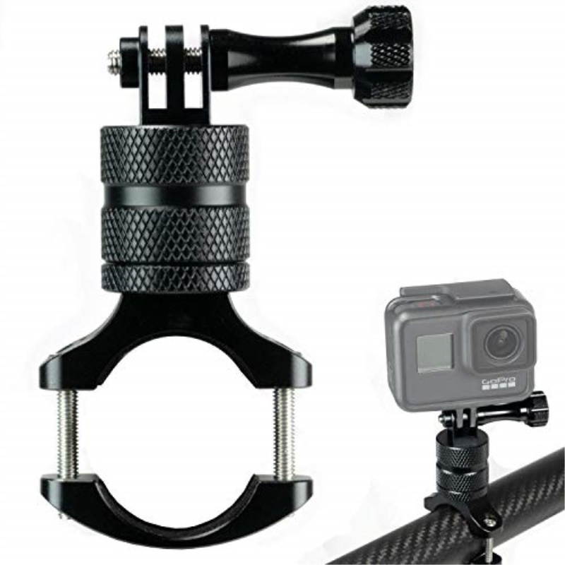 handlebar mount for gopro action cameras with 360 swivel | bike mount works with gopro hero3, hero4, hero5, hero6, hero7  100% cnc aluminum, 2234mm adjustable clamp works with most mountain bikes