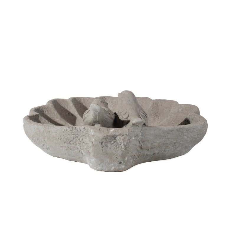 4.75&#34; Resin Outdoor Sparrows on Shell Birdbath Gray - Alfresco Home LLC