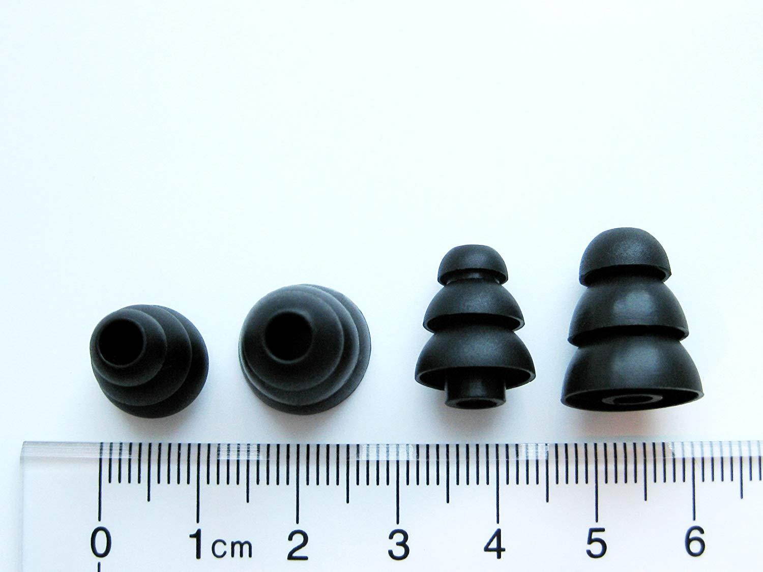 8pcs 4 Small and 4 Large Black Soft Triple Flange Replacement Eartips Earbuds Set for Audio-Technica CK Series CKS Series CKM Series CKL Series CKF Series and ANC Series In-Ear Earphones Headset