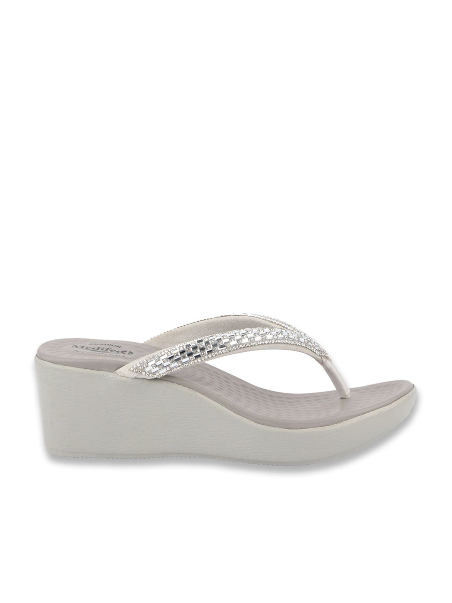 MediFeet Women's Grey Thong Wedges