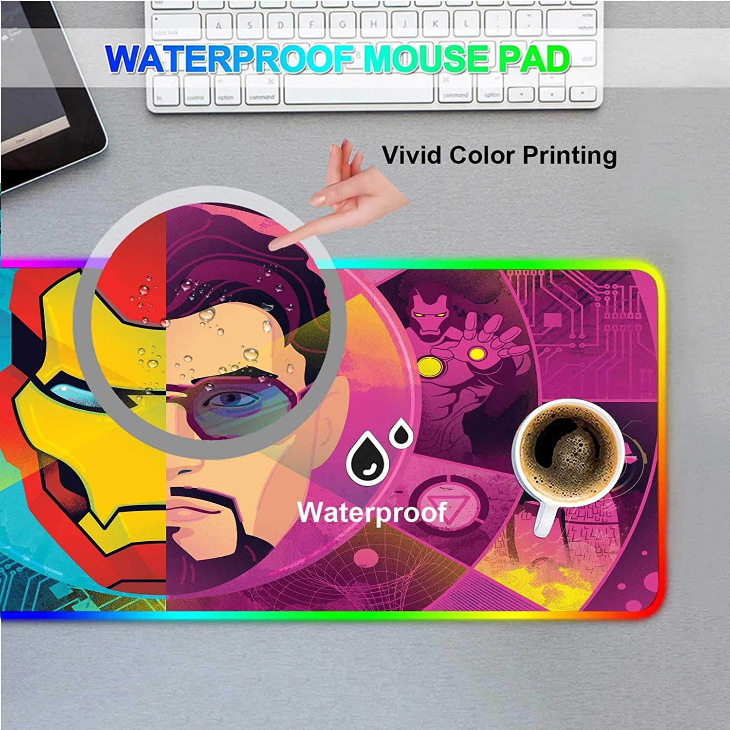 RGB Custom Mouse Pad - Chapter 2 Season 4,12 Lighting Modes Glowing Mousepad-4mm Thick-Anti-Slip Rubber Base-Laptop Desk Pad Mat-Computer Keyboard and Mice Combo Pads 23.6X13.8