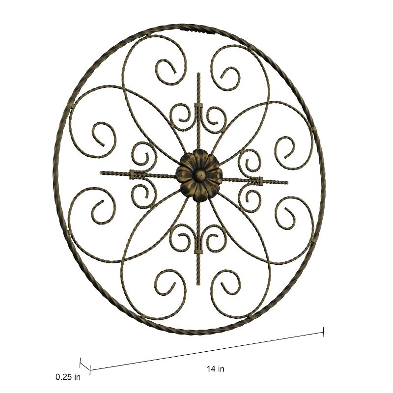 14" Round Medallion Metal Wall Art Almost Black - Lavish Home