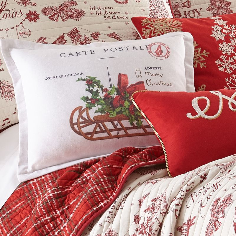 Yuletide Carte Postal Decorative Pillow Red - Levtex Home