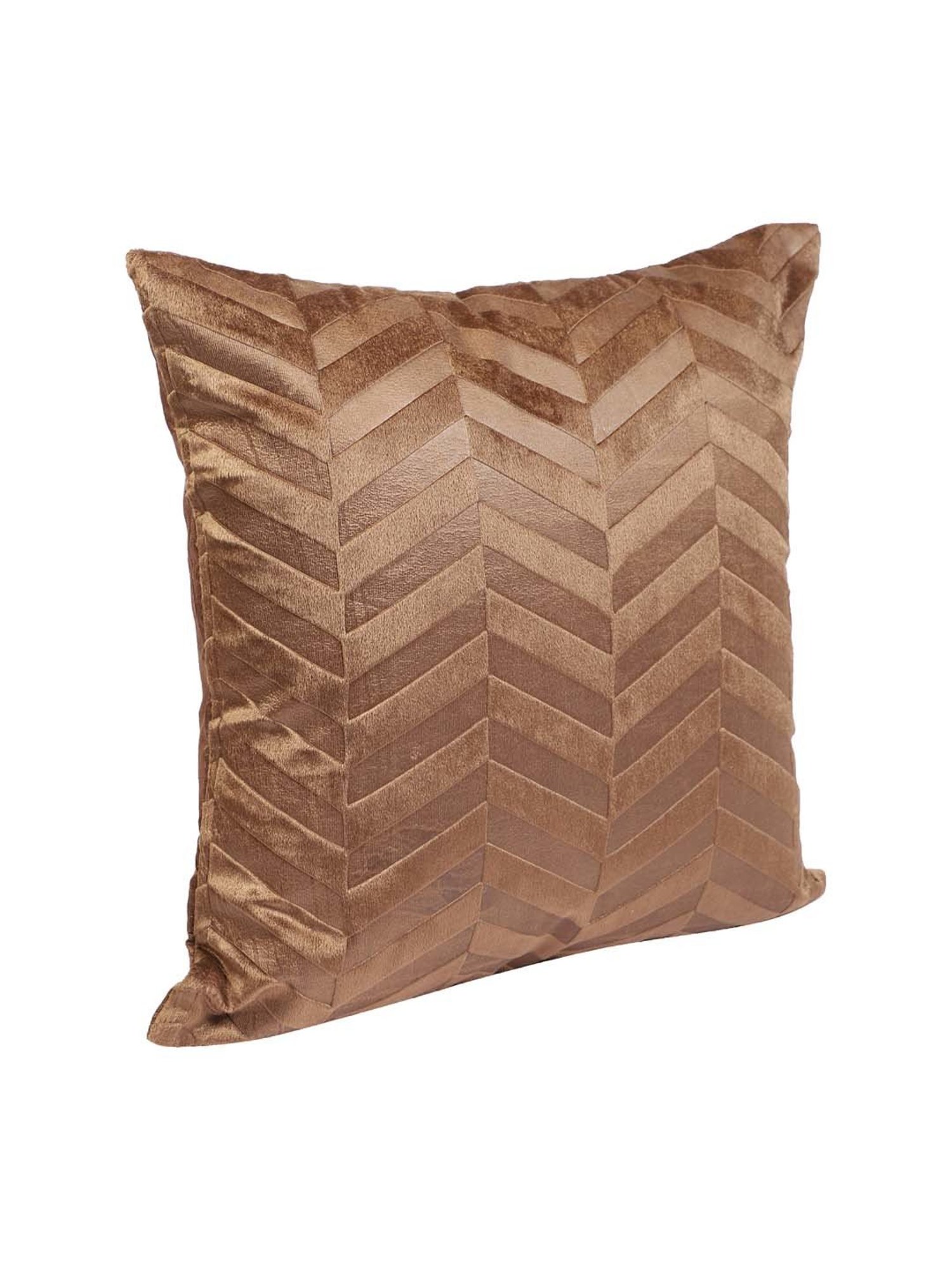 MFD HOME Furnishing Coffee Brown Velvet Cushion Cover - Set of 1
