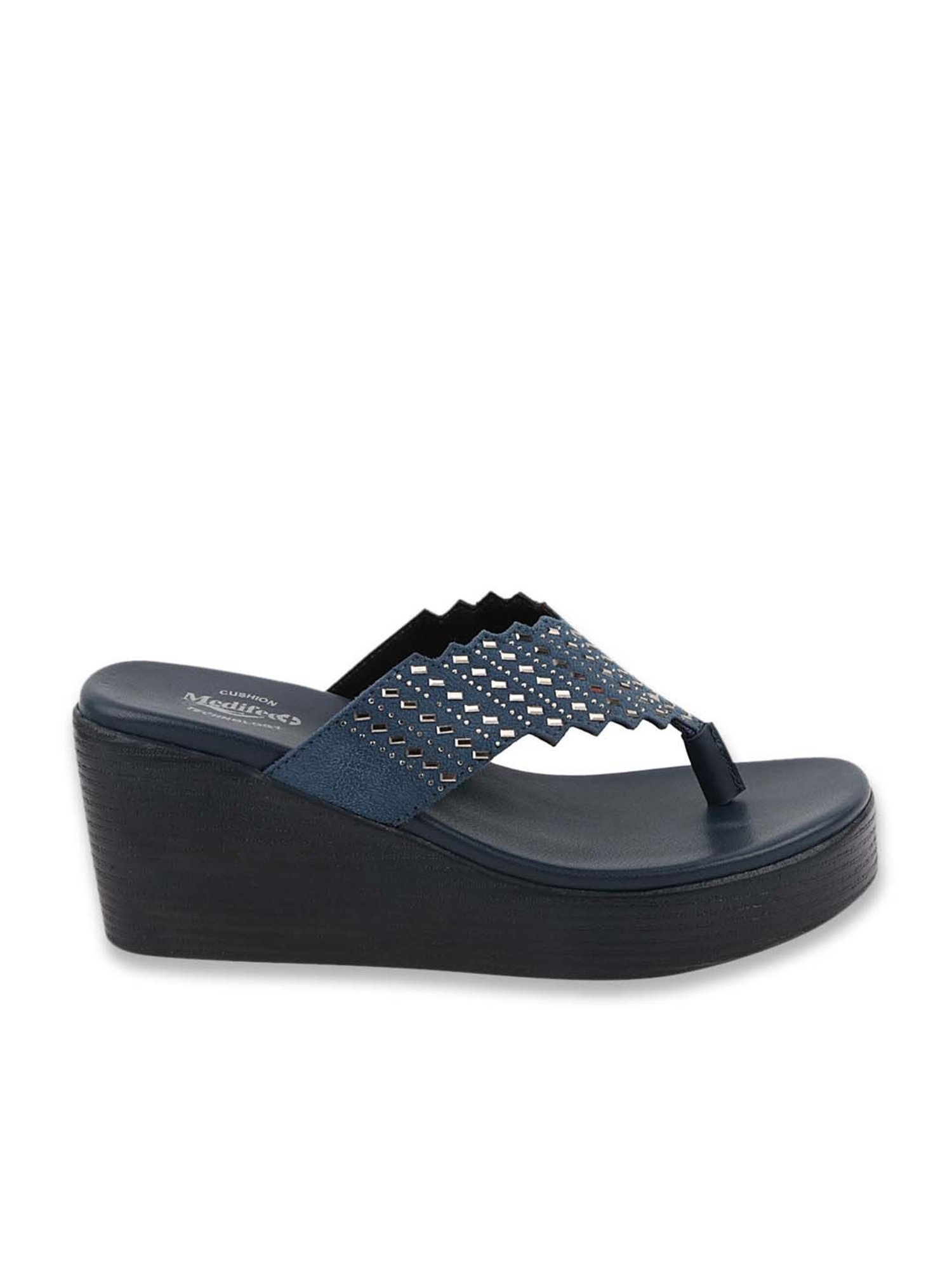 MediFeet Women's Techno Blue Thong Wedges